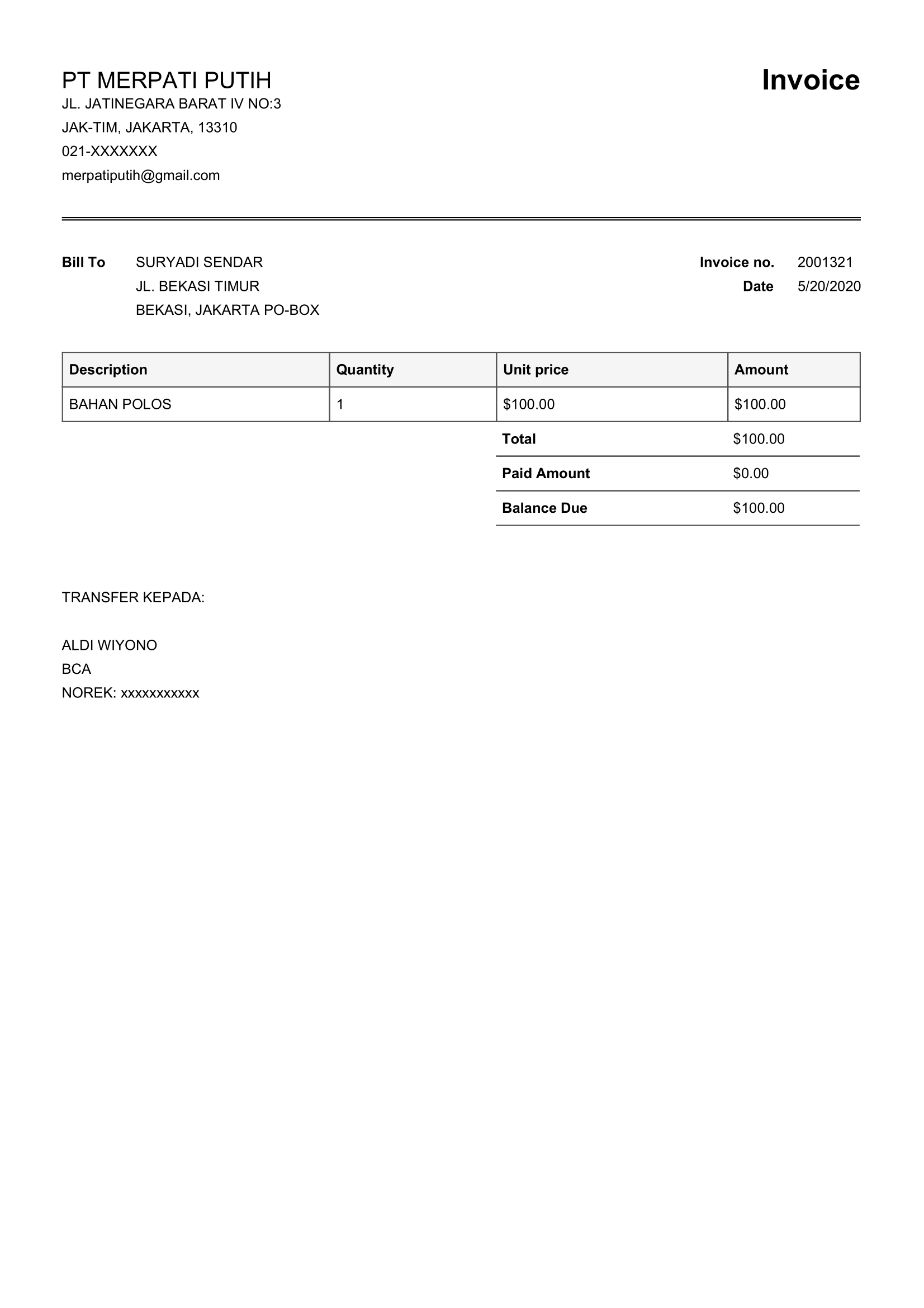 Detail Contoh Invoice Pelunasan Nomer 27