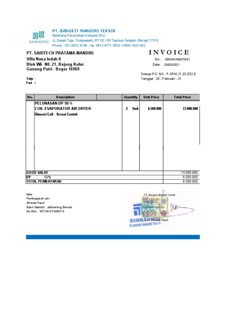 Detail Contoh Invoice Pelunasan Nomer 45