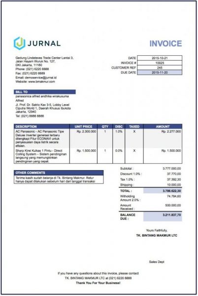 Detail Contoh Invoice Pembayaran Nomer 39