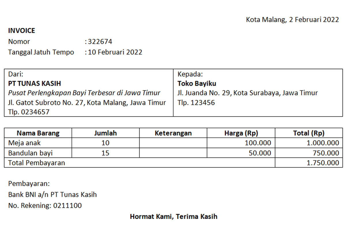 Detail Contoh Invoice Pembayaran Nomer 52