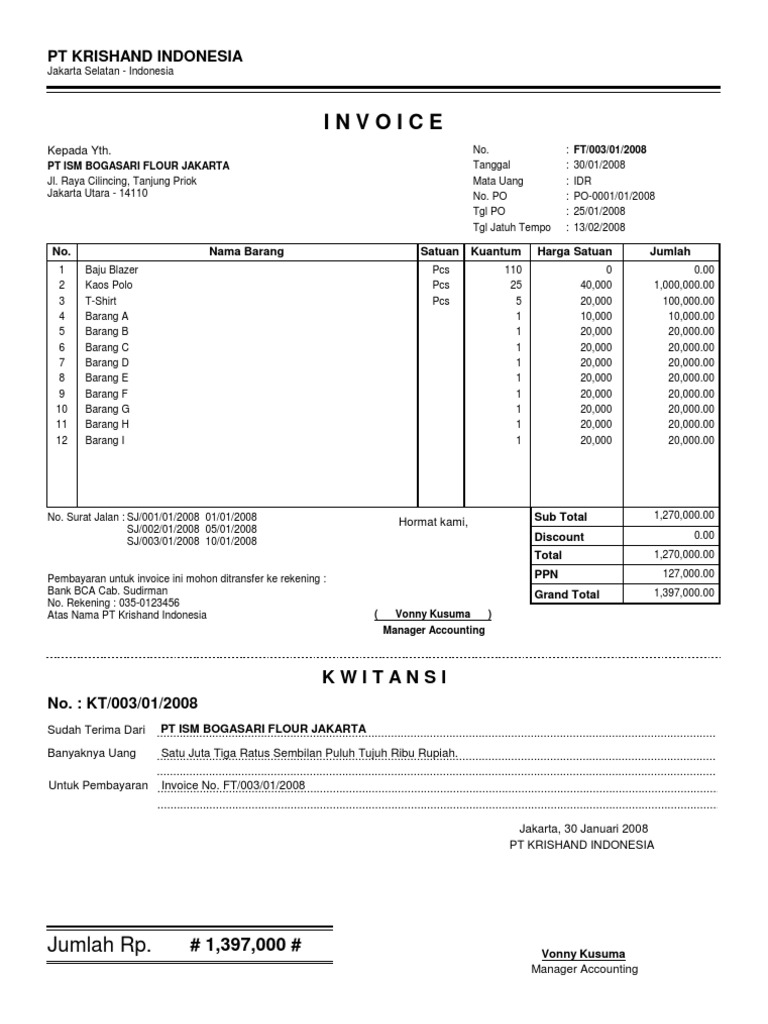 Detail Contoh Invoice Pembayaran Nomer 53