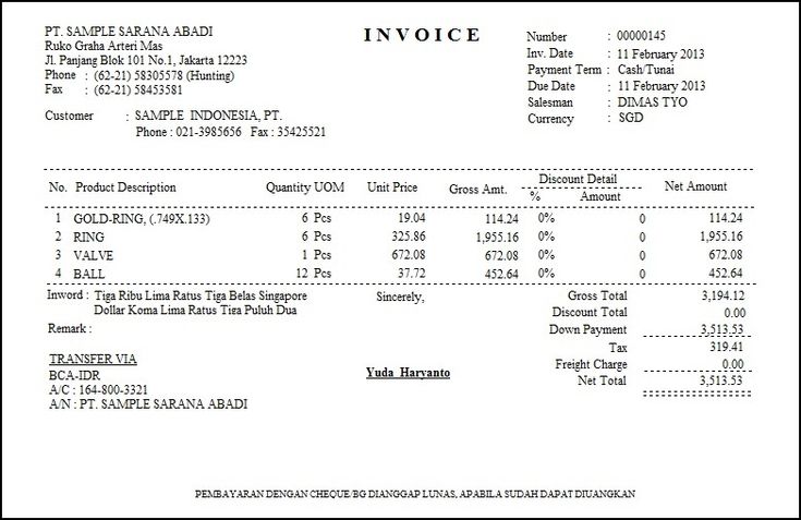 Detail Contoh Invoice Pembelian Nomer 12