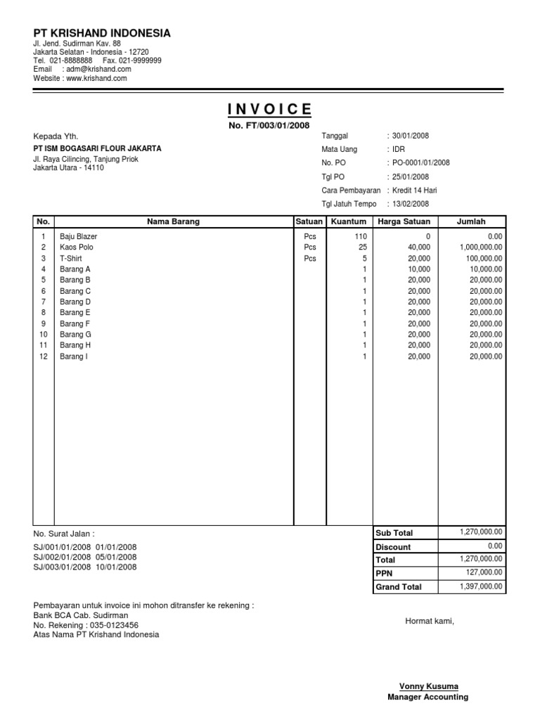 Detail Contoh Invoice Penjualan Koleksi Nomer 21 2698