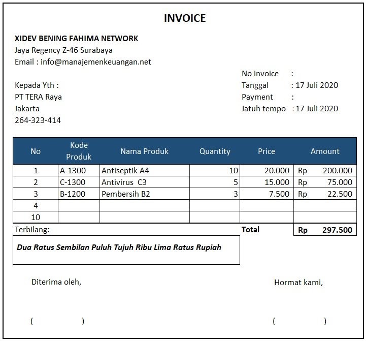 Detail Contoh Invoice Perorangan Nomer 19