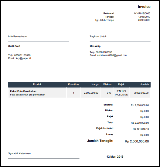 Detail Contoh Invoice Perusahaan Nomer 3