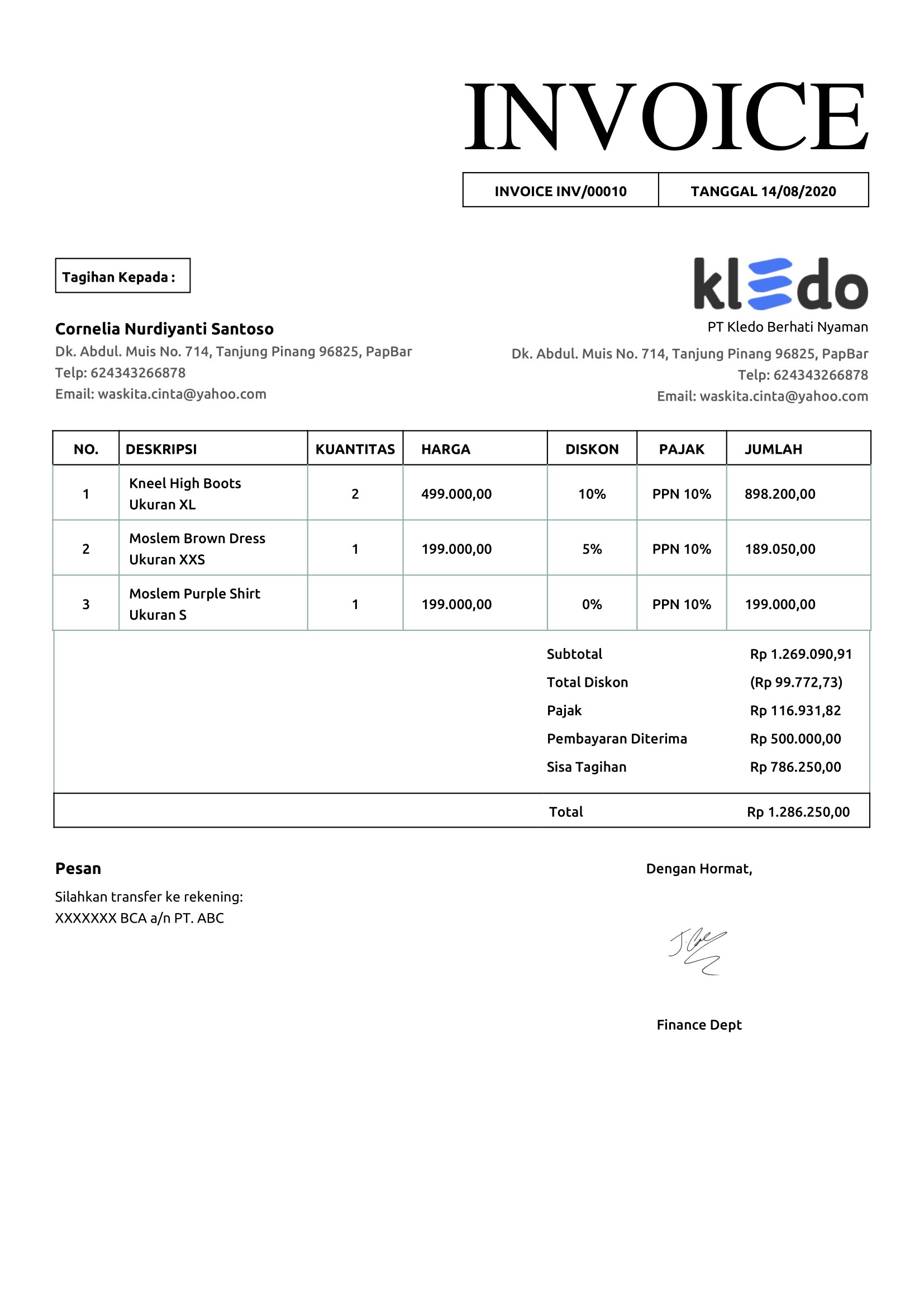 Detail Contoh Invoice Perusahaan Nomer 49