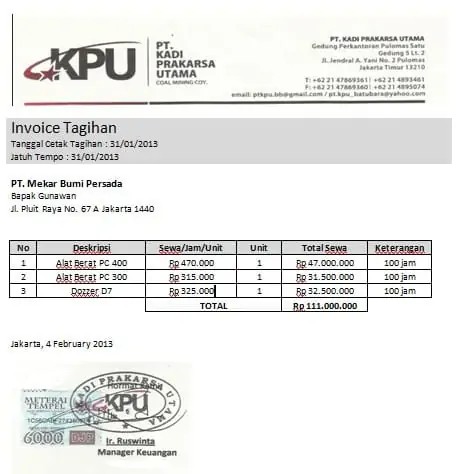 Detail Contoh Invoice Proyek Nomer 9