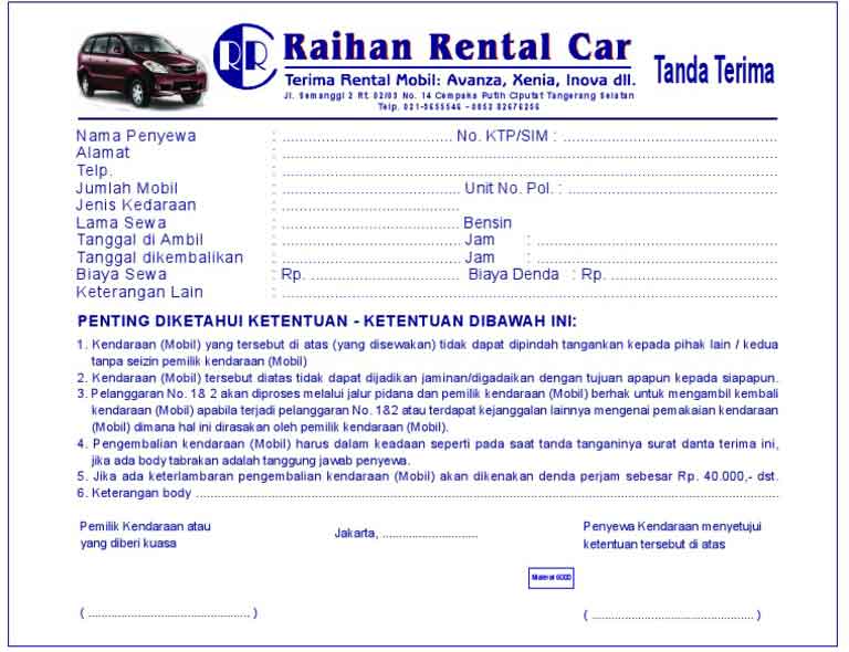 Detail Contoh Invoice Rental Mobil Nomer 27