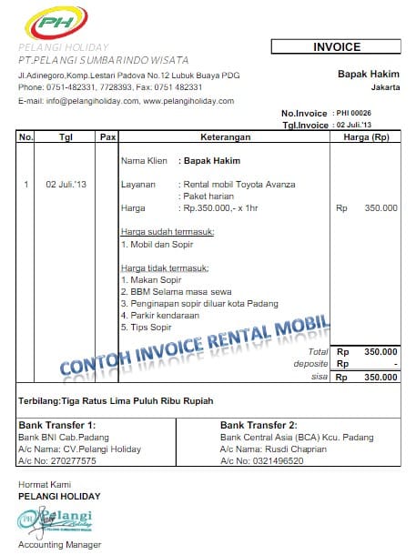 Detail Contoh Invoice Rental Mobil Nomer 5