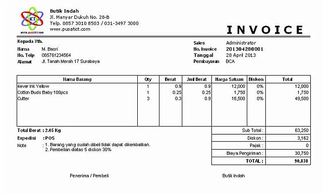 Detail Contoh Invoice Tagihan Nomer 20