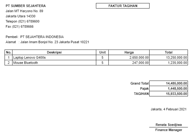 Detail Contoh Invoice Tagihan Nomer 27