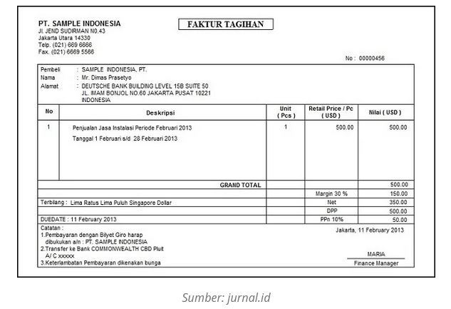 Detail Contoh Invoice Tagihan Nomer 4