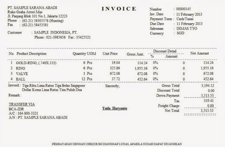 Detail Contoh Invoice Tagihan Nomer 29