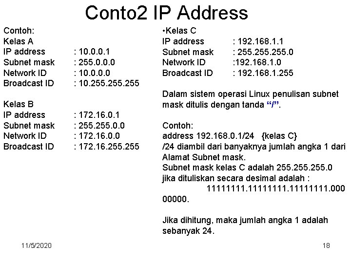 Detail Contoh Ip Address Kelas A Nomer 26