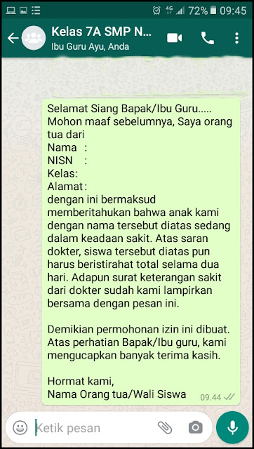 Detail Contoh Izin Sakit Lewat Whatsapp Nomer 14