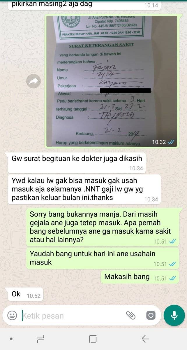 Detail Contoh Izin Sakit Lewat Whatsapp Nomer 16