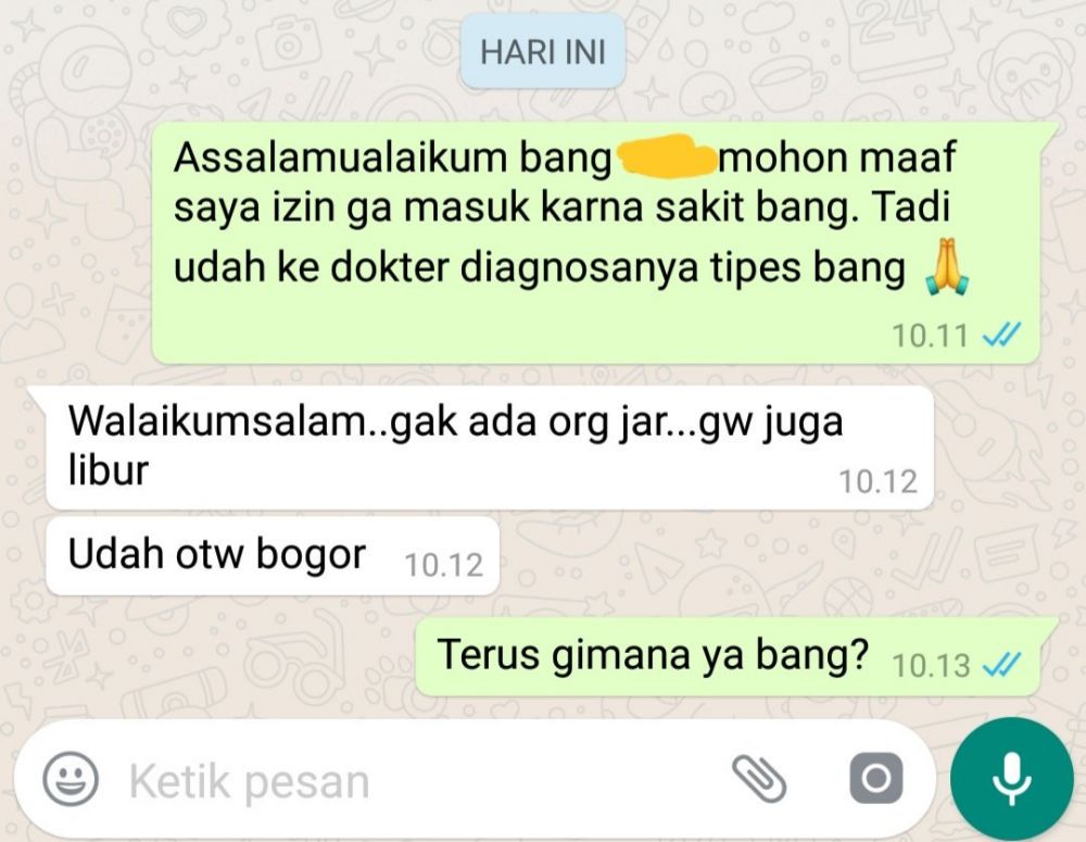 Detail Contoh Izin Sakit Lewat Whatsapp Nomer 7