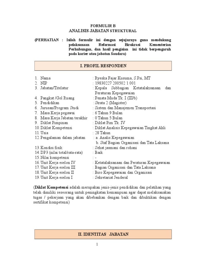 Detail Contoh Jabatan Struktural Nomer 37