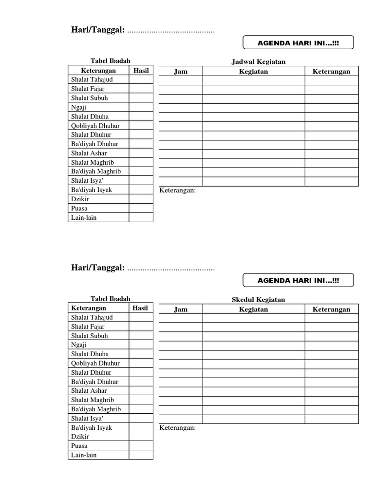 Detail Contoh Jadwal Harian Muslimah Nomer 27