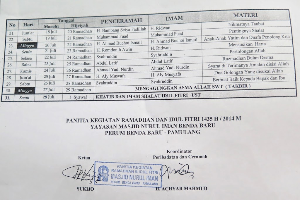 Detail Contoh Jadwal Imam Tarawih Nomer 42