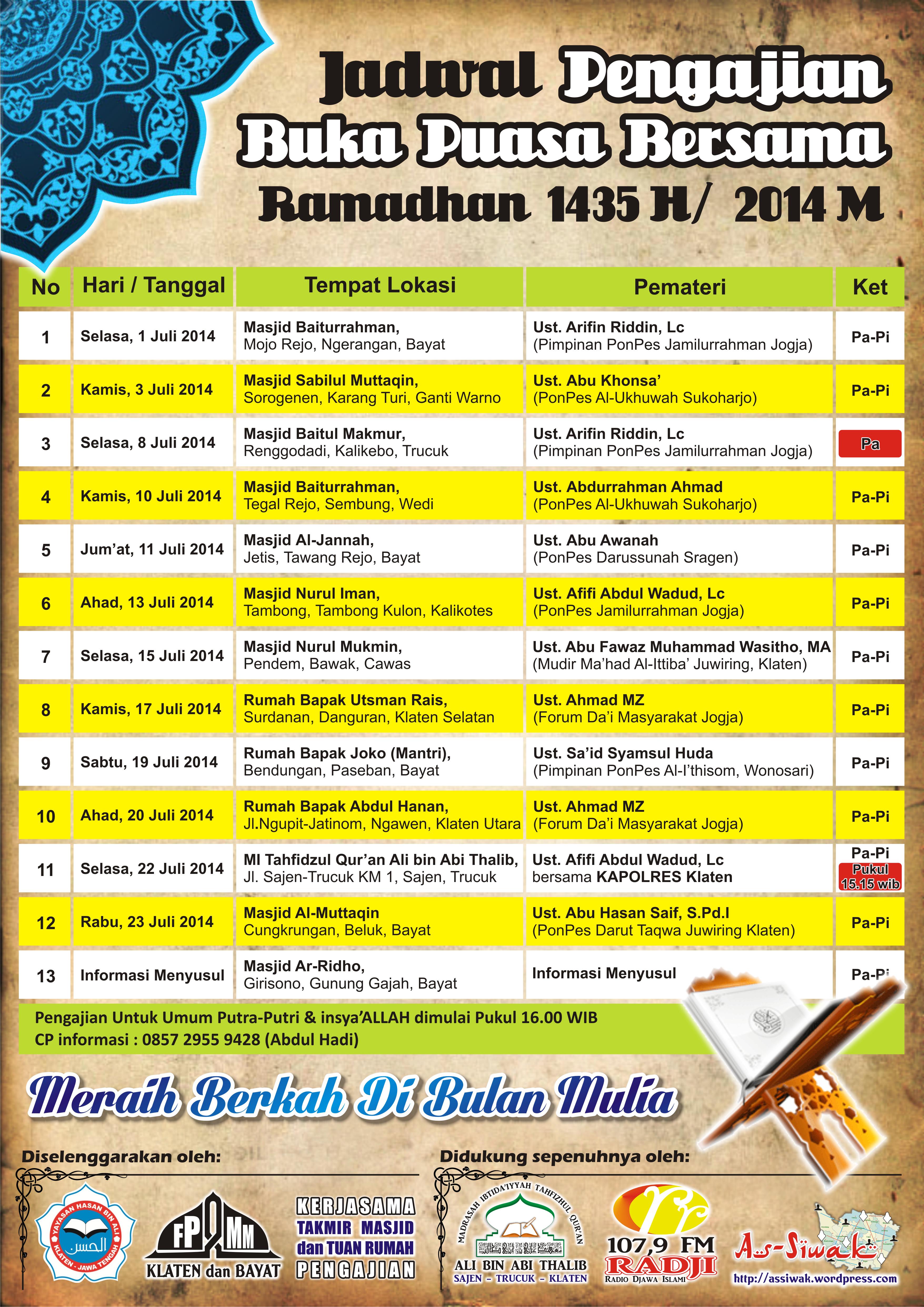 Detail Contoh Jadwal Imam Tarawih Nomer 46