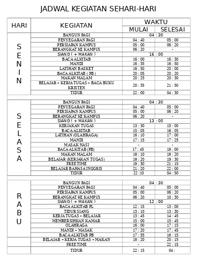 Detail Contoh Jadwal Kegiatan Harian Pribadi Nomer 15