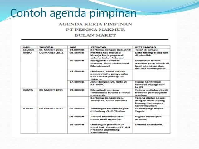 Detail Contoh Jadwal Kegiatan Pimpinan Nomer 22