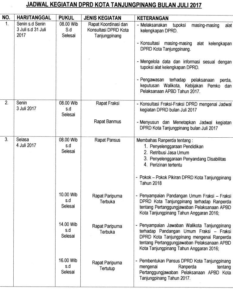 Detail Contoh Jadwal Kegiatan Pimpinan Nomer 25