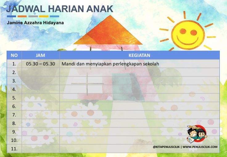 Detail Contoh Jadwal Kegiatan Sehari Hari Anak Sd Nomer 27