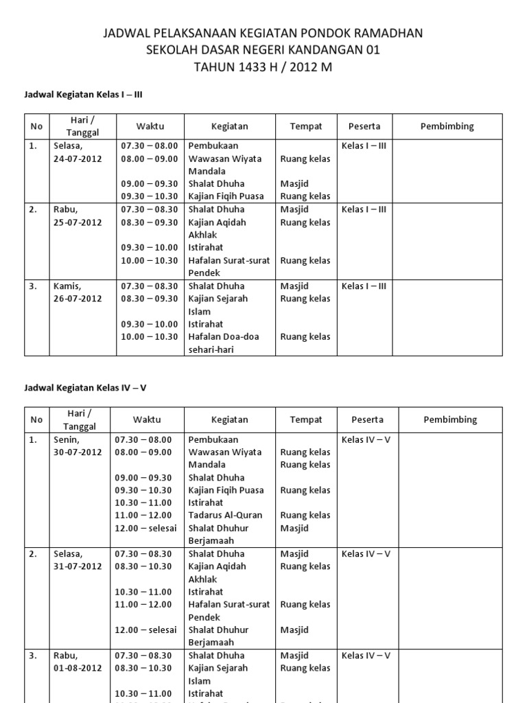 Detail Contoh Jadwal Kegiatan Sehari Hari Anak Sd Nomer 47