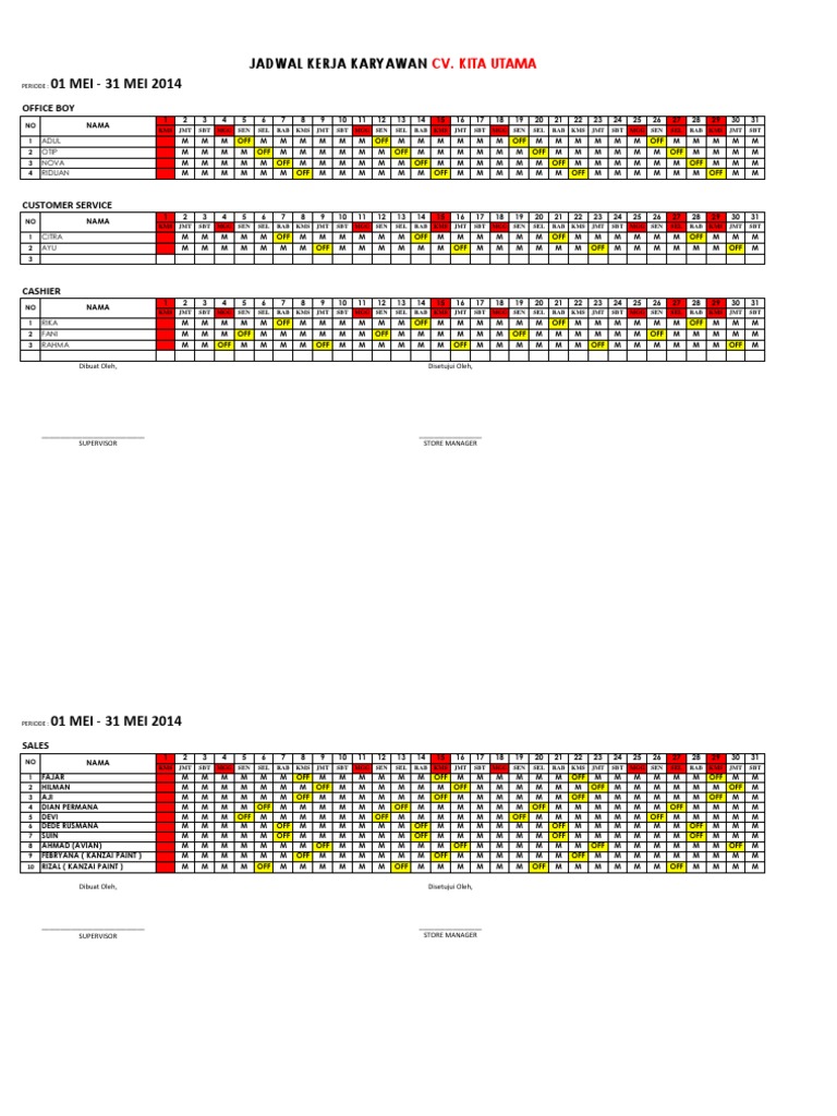 Detail Contoh Jadwal Kerja 2 Shift Nomer 17