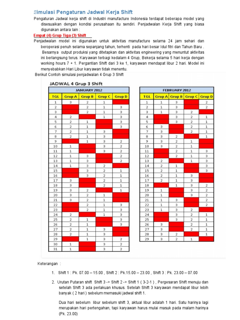 Detail Contoh Jadwal Kerja 3 Shift 24 Jam Nomer 29