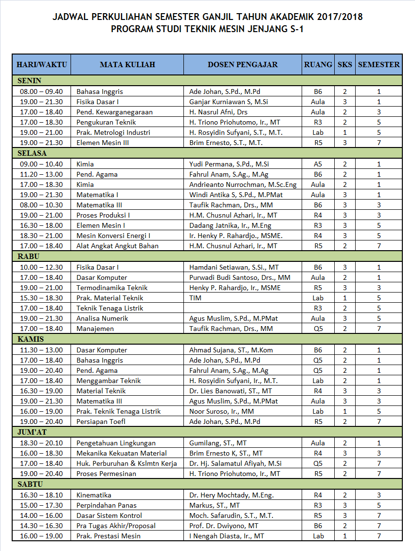 Detail Contoh Jadwal Kuliah Nomer 16