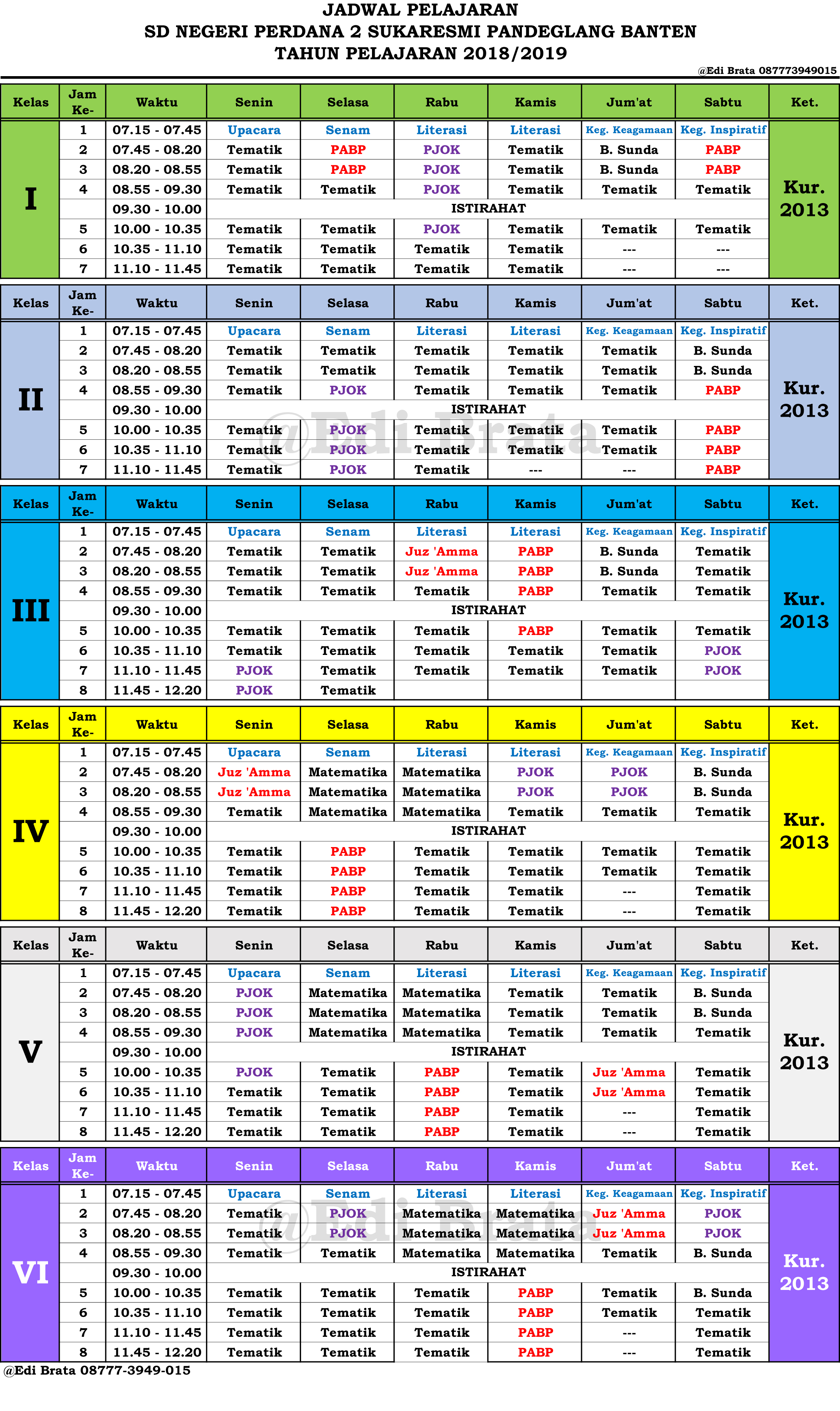 Detail Contoh Jadwal Pelajaran Sd Nomer 2