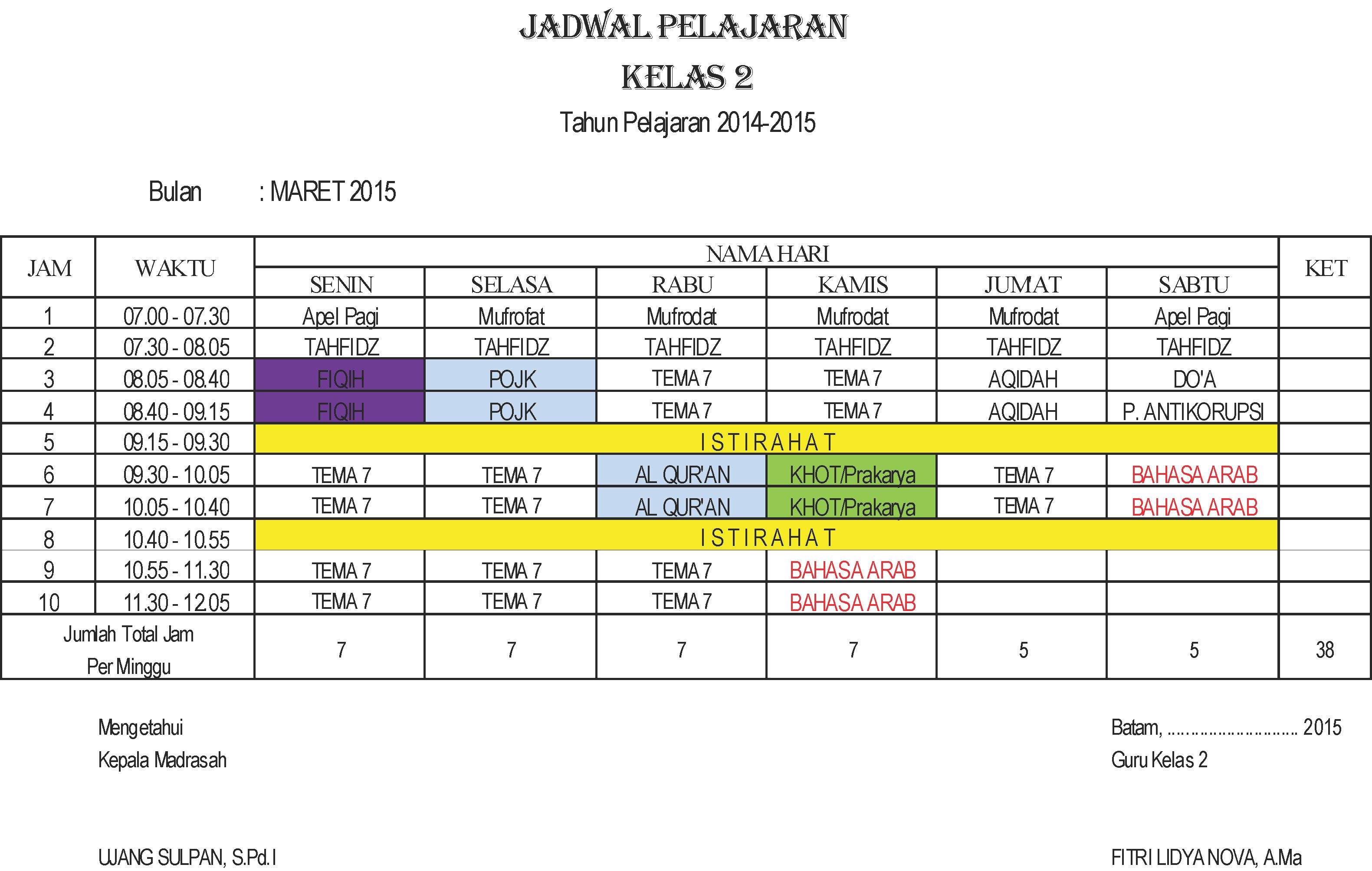 Detail Contoh Jadwal Pelajaran Sd Nomer 48