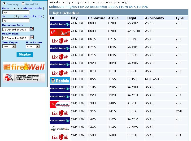 Detail Contoh Jadwal Penerbangan Pesawat Nomer 2