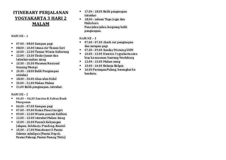 Detail Contoh Jadwal Perjalanan Wisata Ke Jogja Nomer 6