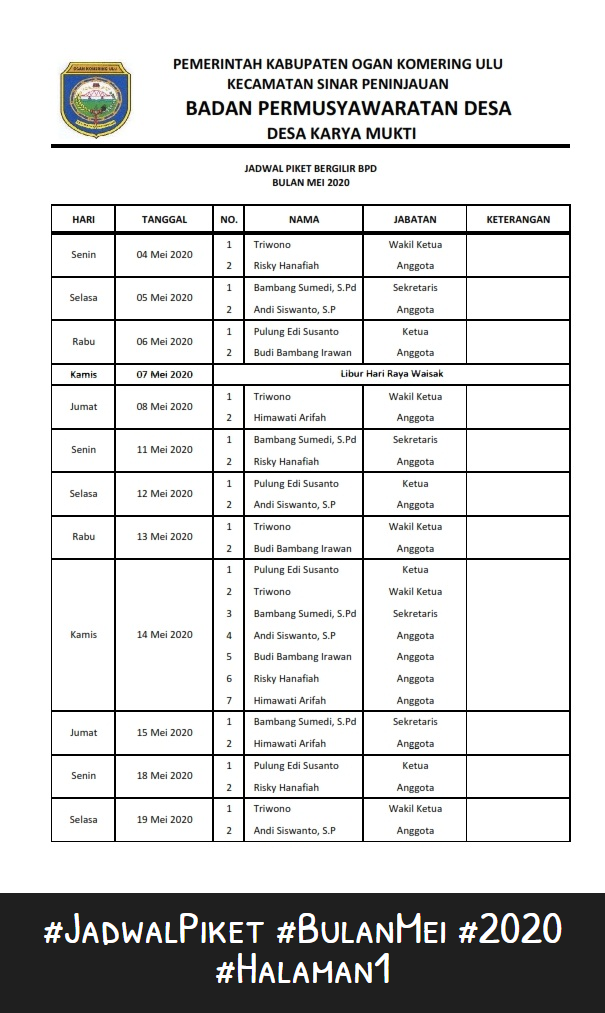 Detail Contoh Jadwal Piket Nomer 20