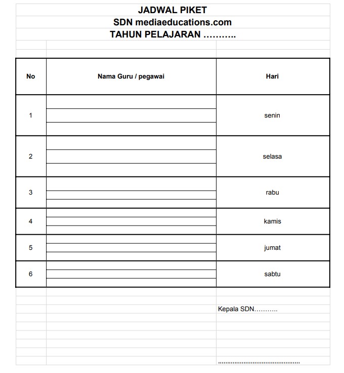 Detail Contoh Jadwal Piket Nomer 52