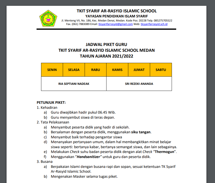 Detail Contoh Jadwal Piket Guru Nomer 28