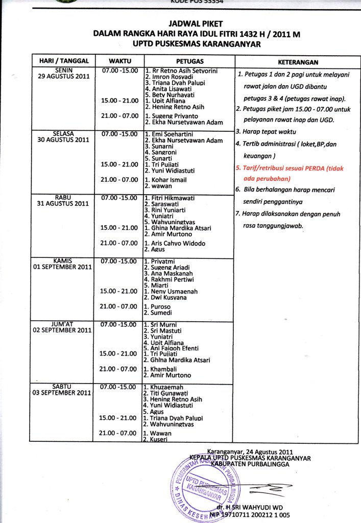 Detail Contoh Jadwal Piket Kantor Nomer 44