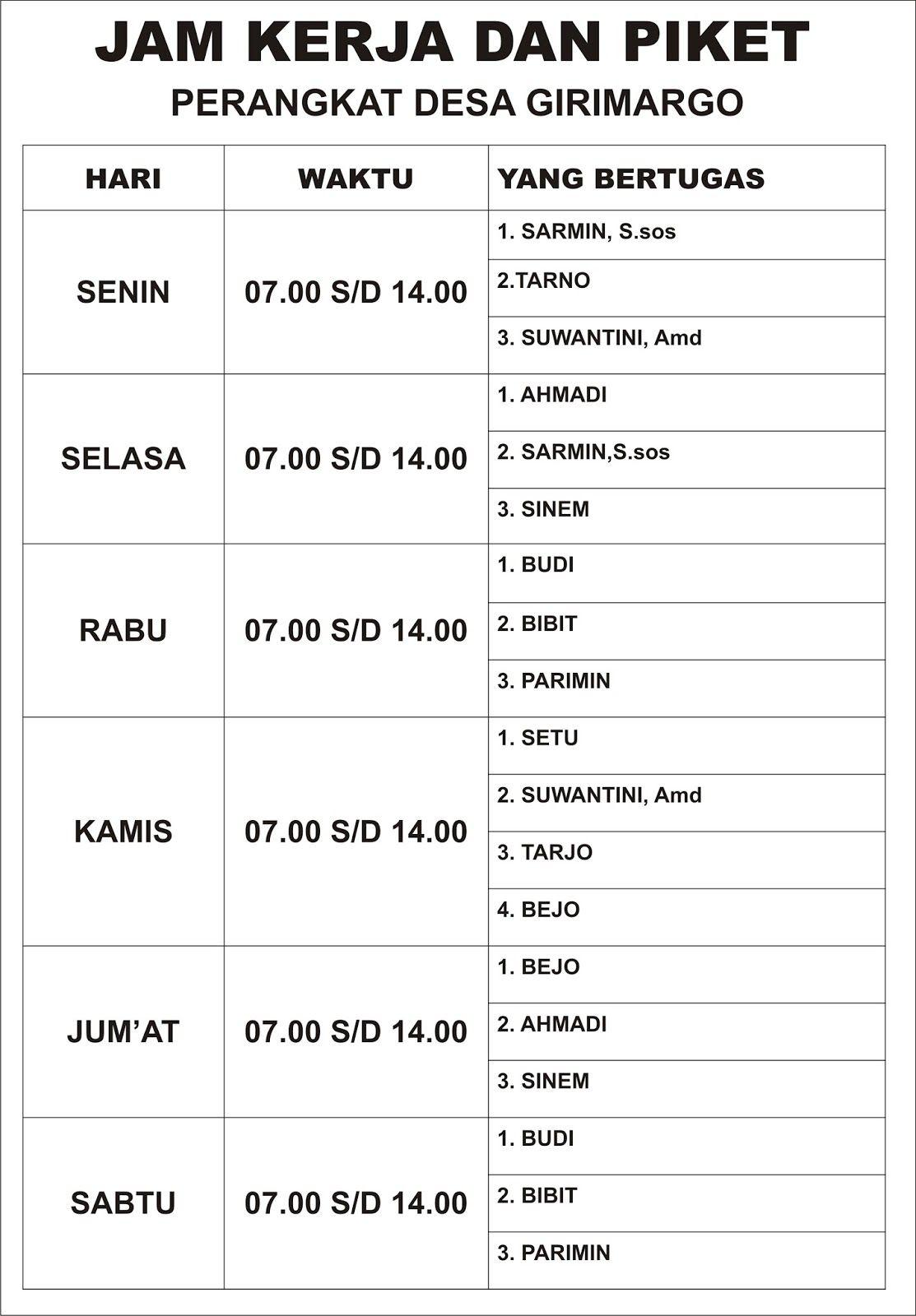 Detail Contoh Jadwal Piket Kantor Nomer 7