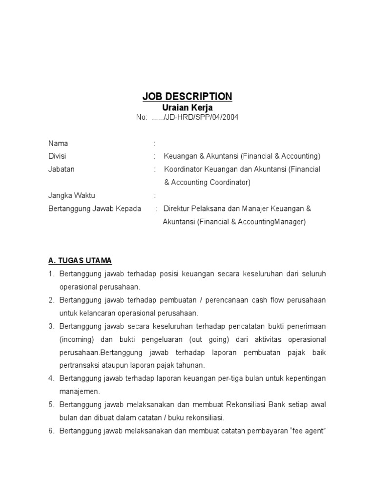 Detail Contoh Job Description Nomer 18