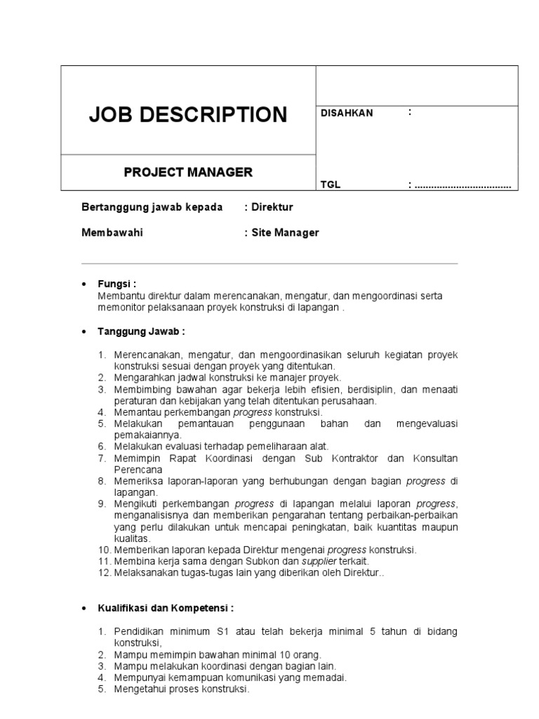 Detail Contoh Job Description Nomer 10