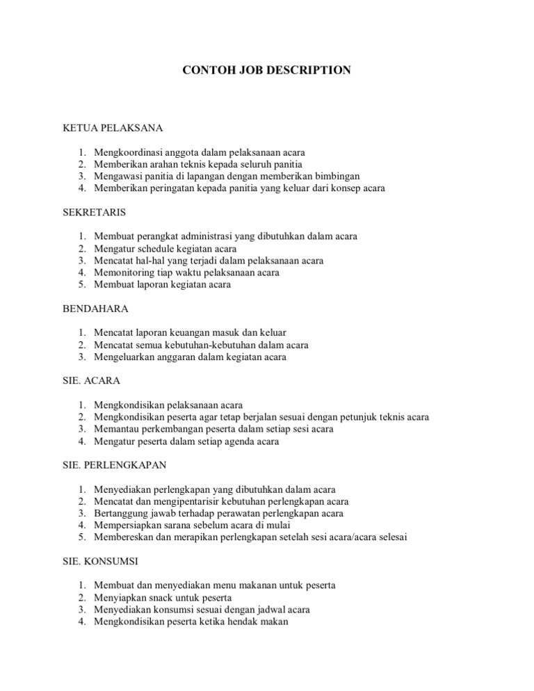 Detail Contoh Job Description Sederhana Nomer 3