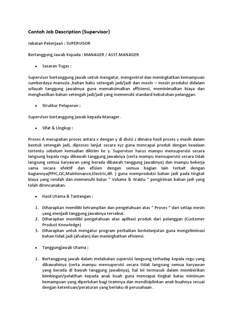 Detail Contoh Job Description Sederhana Nomer 7