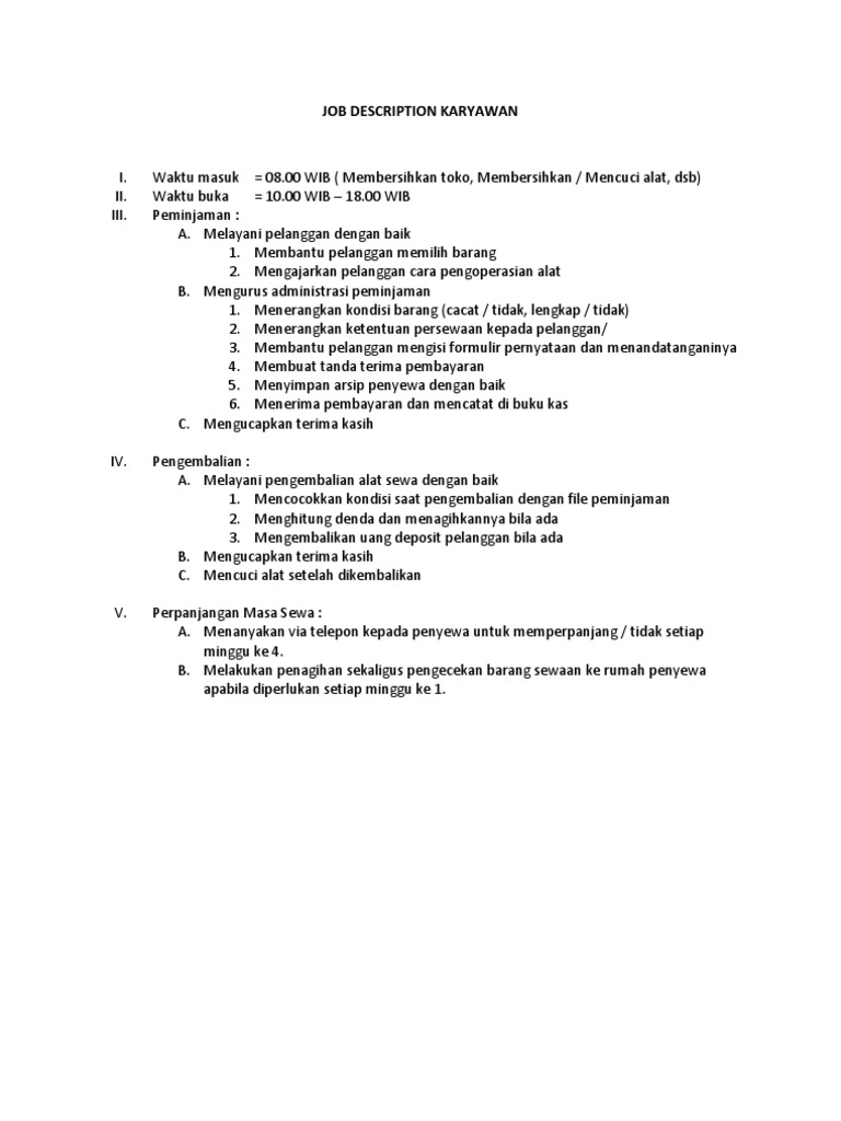 Detail Contoh Job Description Sederhana Nomer 9