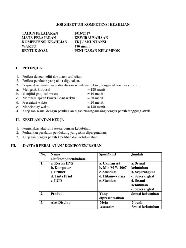 Detail Contoh Job Sheet Nomer 41