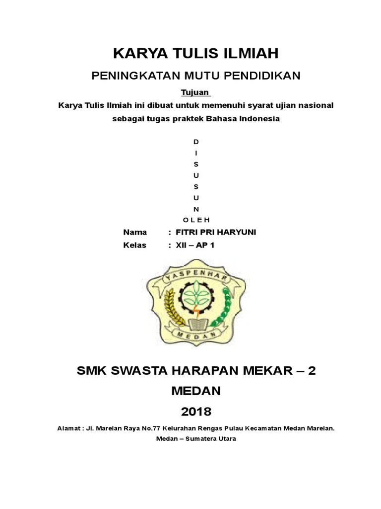 Detail Contoh Judul Karya Ilmiah Pendidikan Nomer 20