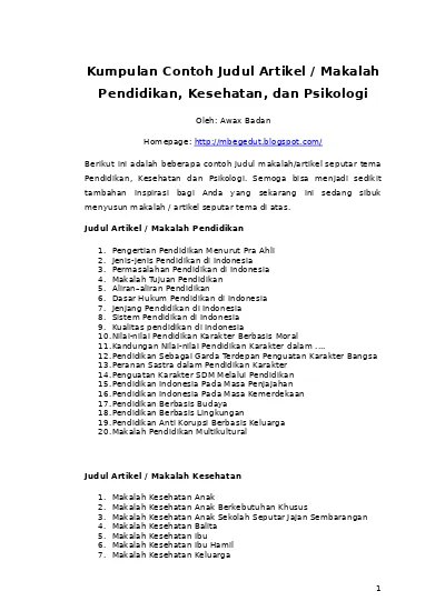Detail Contoh Judul Paper Nomer 50